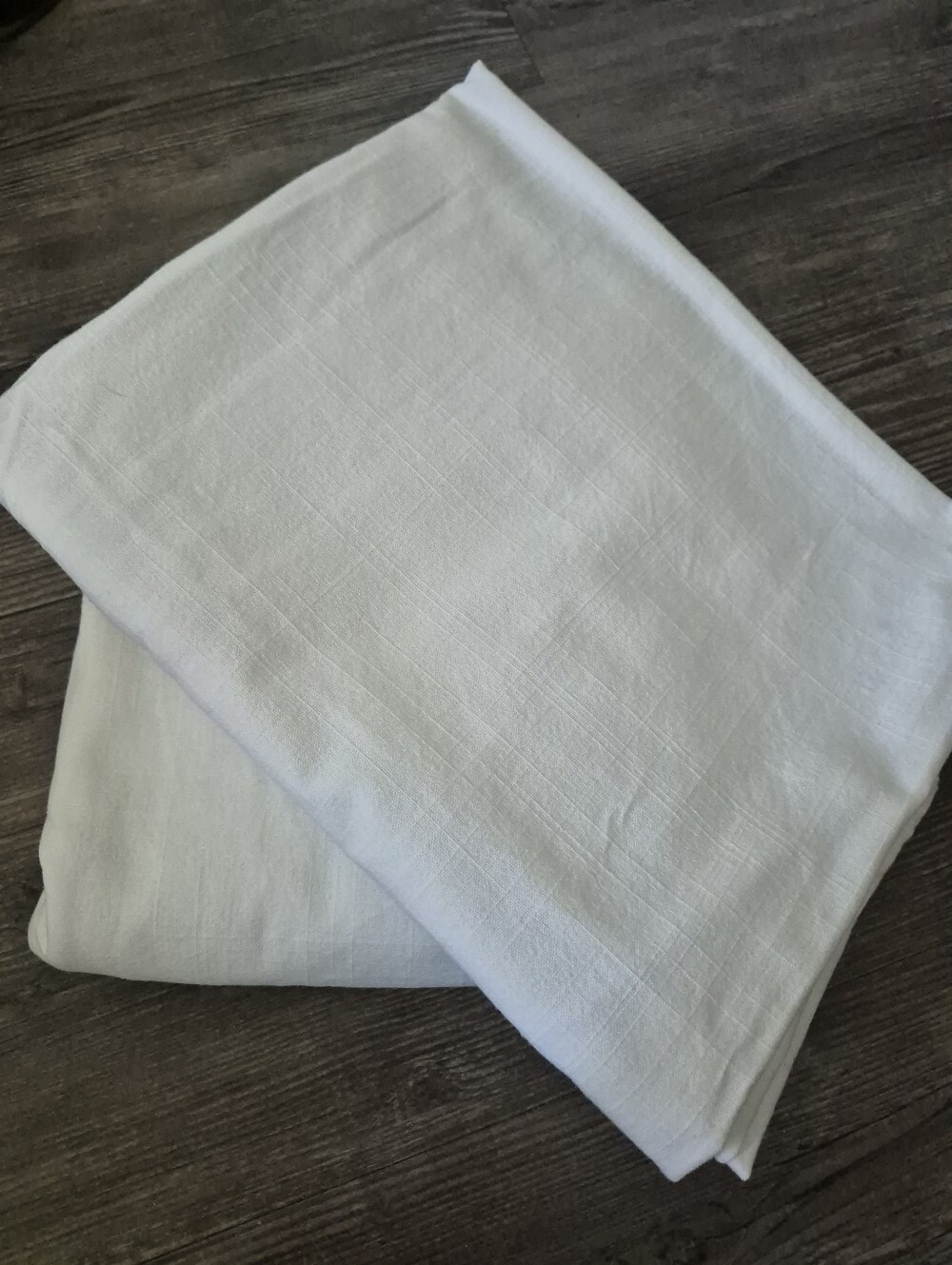 IKEA 100% Cotton White Linen-Look Curtain Panel Set